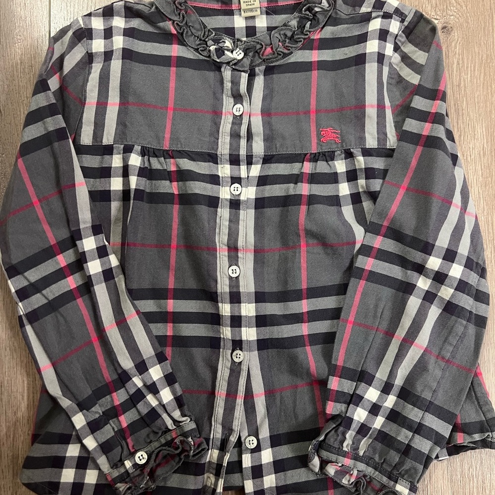 Burberry Girls Plaid Long Sleeve Shirt Size 6